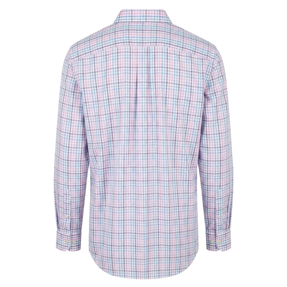Banana Republic Mens Non-Iron Preppy Plaid Button Down Shirt Pink Blue - Picture 2 of 5